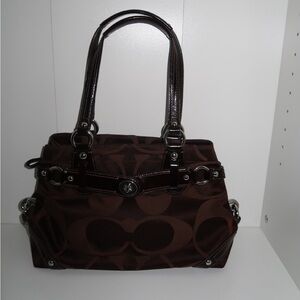 Coach brown Carly Signature C Jacquard Shoulder Bag